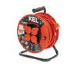 Prodlužovací síťový kabel bubnový Zásuvky: 4 guma červená