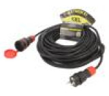 Prodlužovací síťový kabel Zásuvky: 1 guma černá 3x1,5mm2 25m