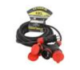 Prodlužovací síťový kabel Zásuvky: 3 guma černá 3x1,5mm2 10m
