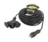 Prodlužovací síťový kabel Zásuvky: 3 guma černá 3x2,5mm2 10m