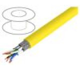 Wire S/FTP Cat 8.1 solid Cu 4x2x22AWG LSZH yellow 100m
