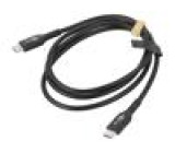 Cable USB 2.0 USB C plug,both sides 1m black Core: Cu,tinned