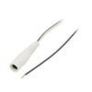 Cable wires,DC 5,5/2,1 socket straight 0.35mm2 white 0.5m