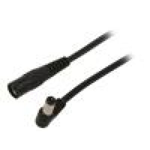 Kabel 2x0,5mm2 DC 5,5/2,5 zástrčka,DC 5,5/2,5 zásuvka úhlový