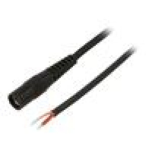 Cable wires,DC 5,5/2,1 socket straight 1mm2 black 5m