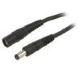 Cable DC 5,5/2,5 plug,DC 5,5/2,5 socket straight 1mm2 black