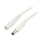 Cable DC 5,5/2,1 plug,DC 5,5/2,1 socket straight 1mm2 white