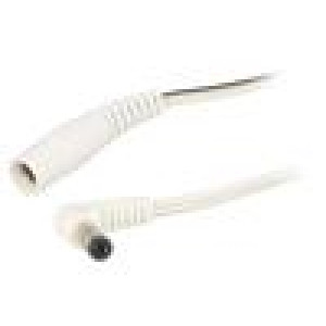 Cable DC 5,5/2,1 plug,DC 5,5/2,1 socket angled 0.5mm2 white