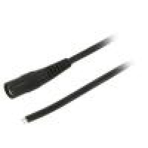 Cable wires,DC 5,5/2,1 socket straight 0.5mm2 black 5m