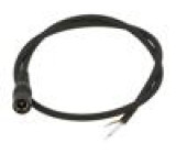 Cable wires,DC 5,5/2,1 socket straight 0.5mm2 black 2m