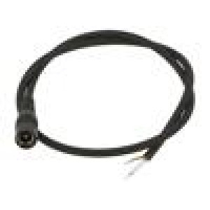 Cable wires,DC 5,5/2,1 socket straight 0.5mm2 black 2m