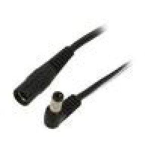 Cable DC 5,5/2,1 plug,DC 5,5/2,1 socket angled 0.5mm2 black