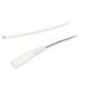 Cable wires,DC 5,5/2,1 socket straight 0.5mm2 white 3m