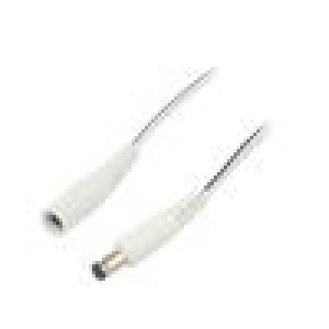 Cable DC 5,5/2,1 plug,DC 5,5/2,5 plug straight 0.5mm2 white