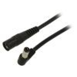 Cable DC 5,5/2,1 plug,DC 5,5/2,1 socket angled 0.5mm2 black