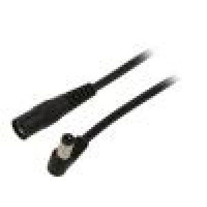 Cable DC 5,5/2,5 plug,DC 5,5/2,5 socket angled 0.5mm2 black