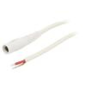 Cable wires,DC 5,5/2,1 socket straight 1mm2 white 1.5m
