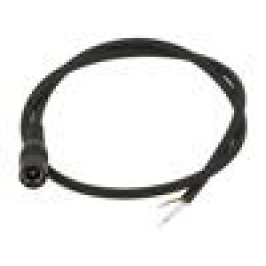 Kabel 1x0,5mm2 vodiče,DC 5,5/2,1 zásuvka přímý černá 0,5m