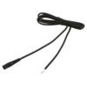 Cable wires,DC 5,5/2,1 socket straight 0.75mm2 black 3m