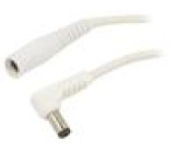 Cable DC 5,5/2,1 plug,DC 5,5/2,1 socket angled 1mm2 white 2m
