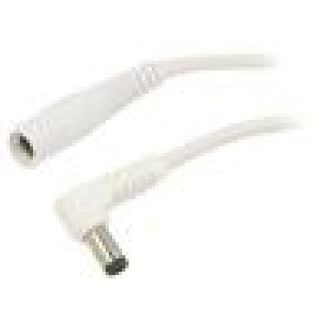 Cable DC 5,5/2,5 plug,DC 5,5/2,5 socket angled 1mm2 white 2m