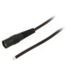 Cable wires,DC 5,5/2,1 socket straight 0.35mm2 black 1.5m
