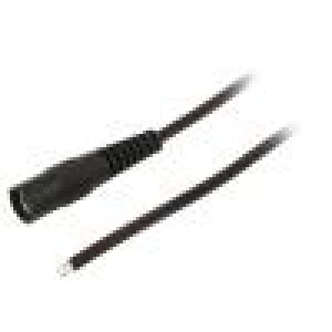 Kabel 2x0,35mm2 vodiče,DC 5,5/2,1 zásuvka přímý černá 1,5m