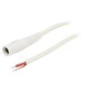 Kabel 1x1mm2 vodiče,DC 5,5/2,1 zásuvka přímý bílá 3m
