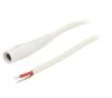 Cable wires,DC 5,5/2,1 socket straight 1mm2 white 2m