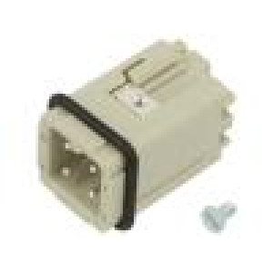 Connector: HDC contact insert male Quick Lock PIN: 4 3+PE 10A