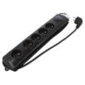 Plug socket strip: protective Sockets: 5 230VAC 10A black