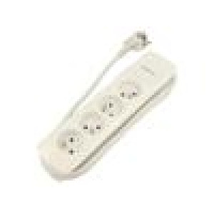 Extension lead Sockets: 4 white 3x1,5mm2 1.8m 16A
