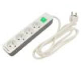 Extension lead Sockets: 4 white 3x1,5mm2 1.8m 16A