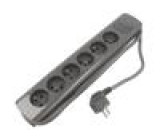 Extension lead Sockets: 6 grey 3x1,5mm2 1.8m 16A