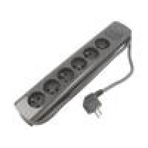 Extension lead Sockets: 6 grey 3x1,5mm2 1.8m 16A