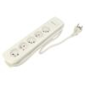 Extension lead Sockets: 5 white 3x1,5mm2 1.8m 16A