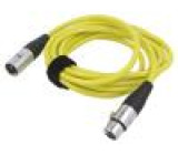 Kabel XLR vidlice 3pin,XLR zásuvka 3pin 3m žlutá 0,25mm2