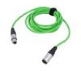 Kabel XLR vidlice 3pin,XLR zásuvka 3pin 3m zelená 0,25mm2
