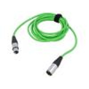 Kabel XLR vidlice 3pin,XLR zásuvka 3pin 3m zelená 0,25mm2