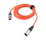 Kabel XLR vidlice 3pin,XLR zásuvka 3pin 3m oranžová 0,25mm2