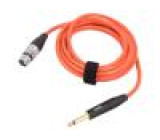 Kabel Jack 6,3mm 2pin zástrčka,XLR zásuvka 3pin 3m oranžová