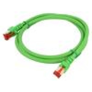 Patch cord S/FTP 6 lanko Cu LSZH zelená 1m 27AWG