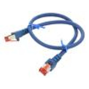 Patch cord S/FTP 6 lanko Cu LSZH modrá 0,5m 27AWG