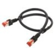 Patch cord S/FTP 6 lanko Cu LSZH černá 0,5m 27AWG