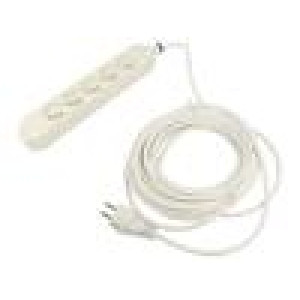 Prodlužovací síťový kabel Zásuvky: 5 PVC bílá 3x1,5mm2 10m