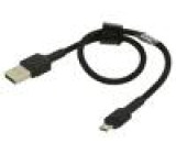 Kabel USB 2.0 USB A vidlice,USB B micro vidlice 0,3m černá