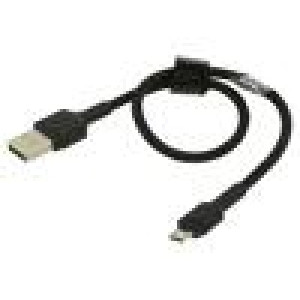 Kabel USB 2.0 USB A vidlice,USB B micro vidlice 0,3m černá