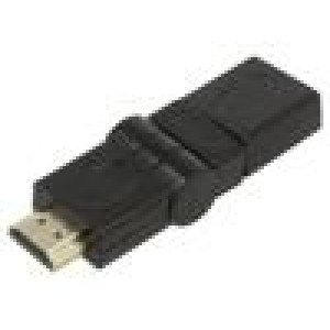 Adaptér HDMI zásuvka,HDMI otočná vidlice ±90° černá