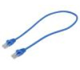 Patch cord U/UTP 5e CCA modrá 0,5m RJ45 vidlice,z obou stran