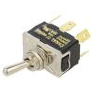 Přepínač: páčkový pol: 2 DPDT ON-ON 10A/250VAC Páka: kulatá